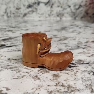 Handcarved Wooden Boot Figurine